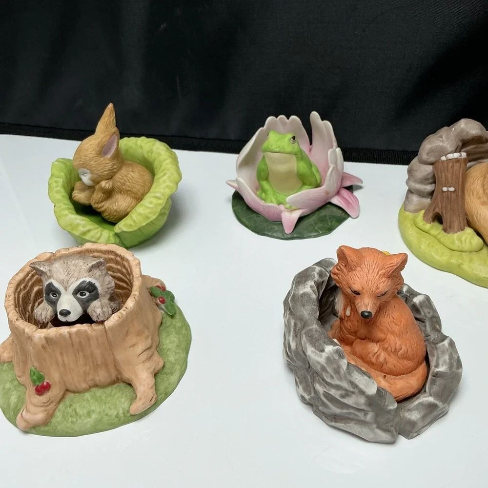VTG 1980s Franklin Mint‎ Woodland Surprises Lot Of 6 Nature Animal Figurines